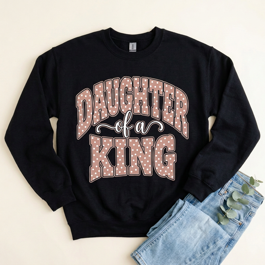 Black Daughter of a King sweatshirt flat-lay mockup