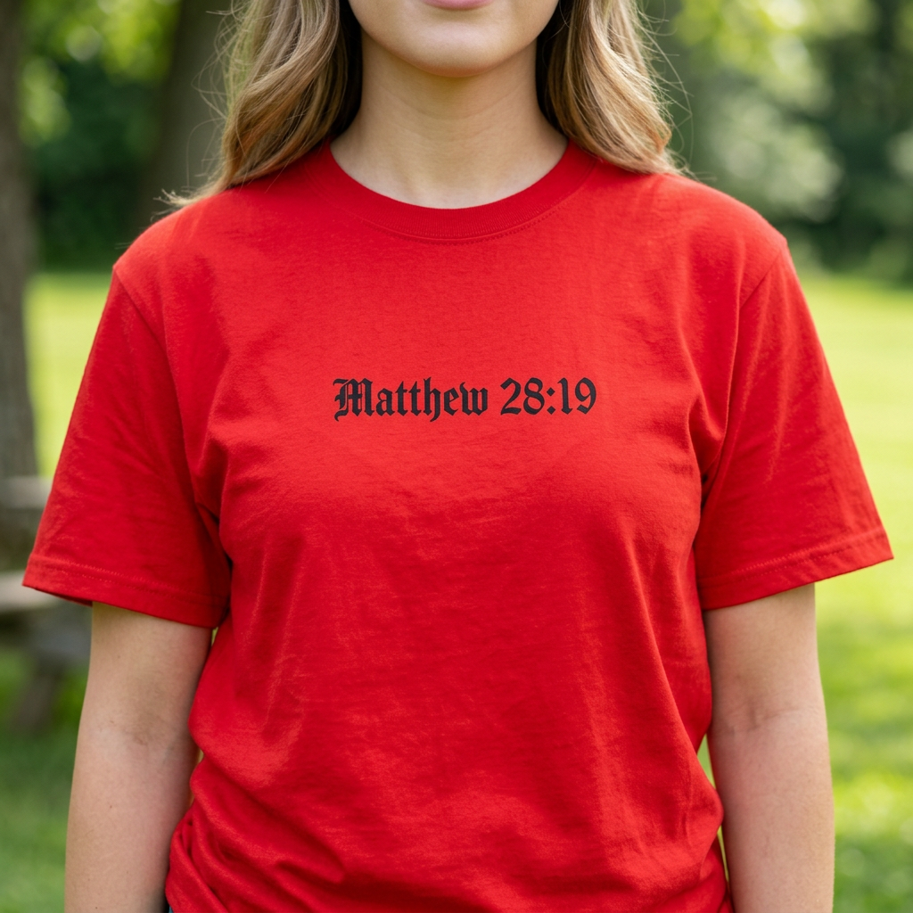 Front-only close-up of the scripture design in the outdoor Bible-study setting