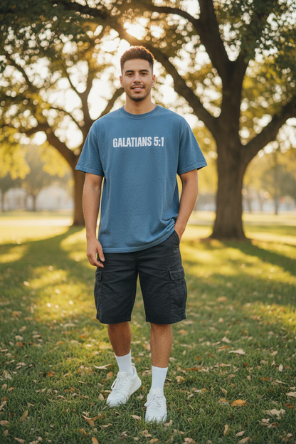 Man - Blue Front, Cargo Shorts + Park