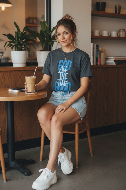Woman - Charcoal Tee, Coffee Shop + Jorts